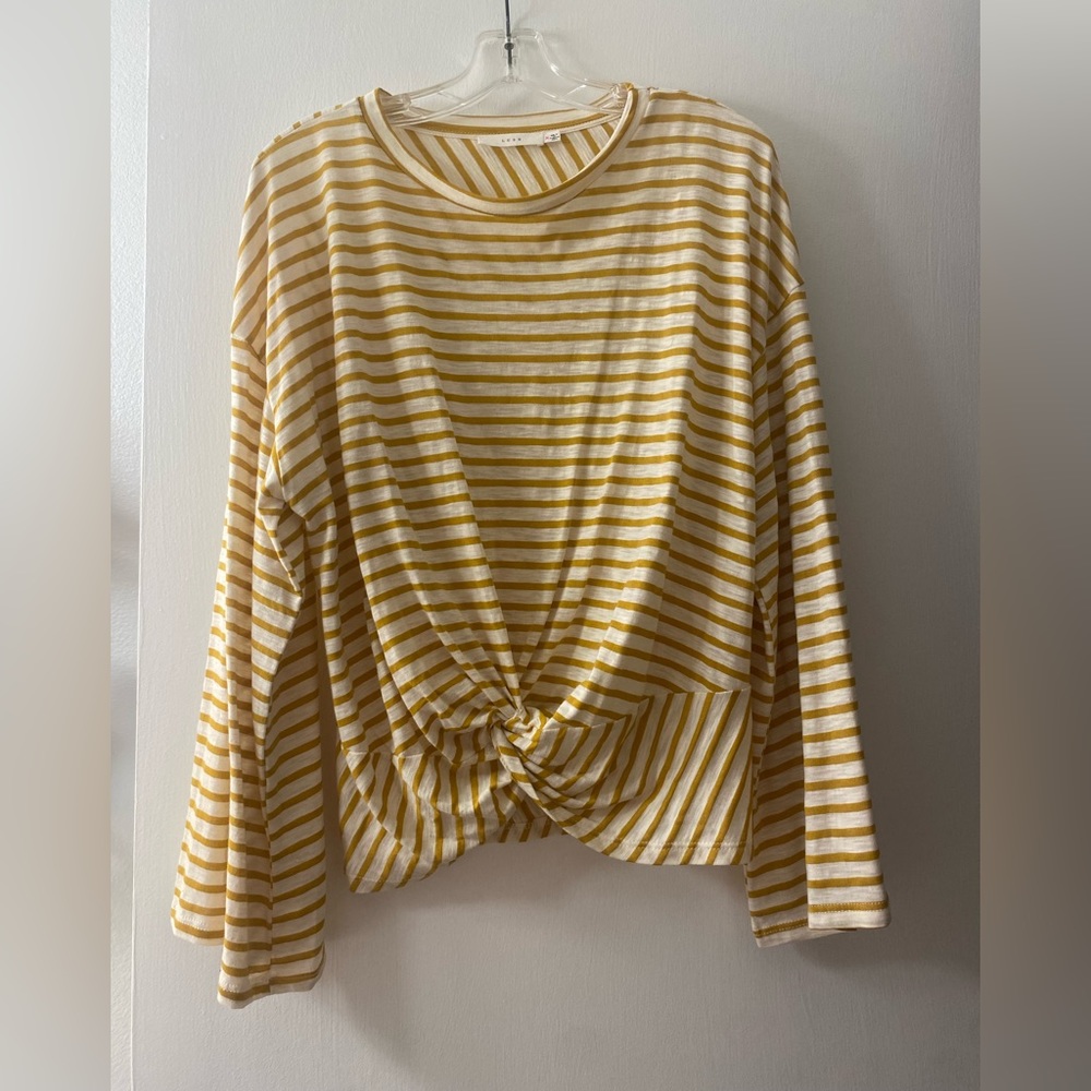 Lush Women’s Top Yellow & White Stripes Size Medium NWOT